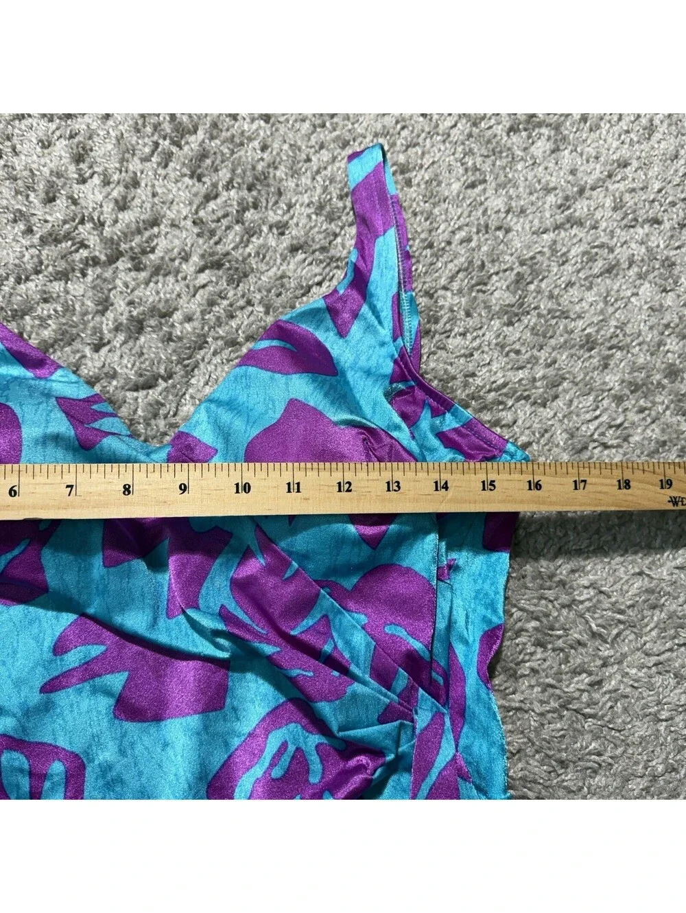 VTG Maxine of Hollywood Women Swim Dress One Piece Blue Purple Floral Size 8